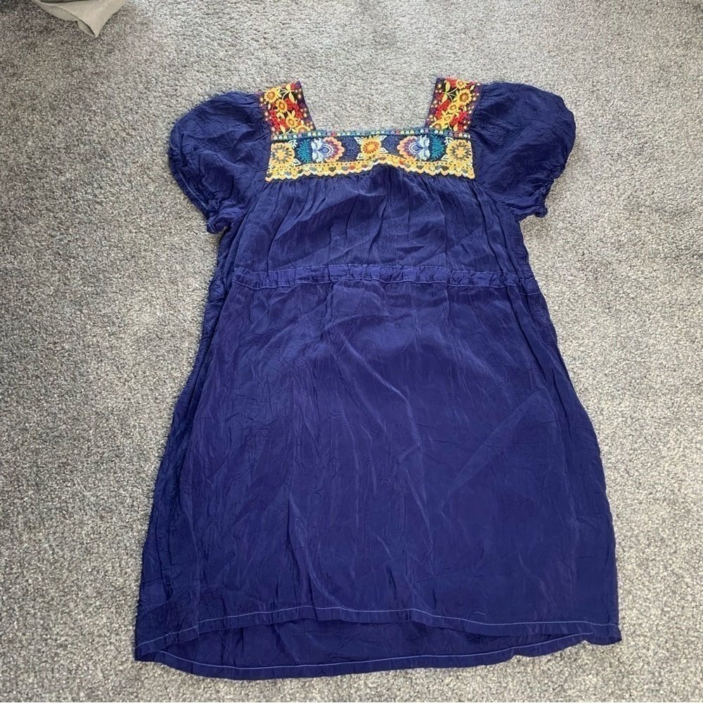 Johnny Was embroidered cap sleeve cinched waist mini dress - Picture 6 of 10